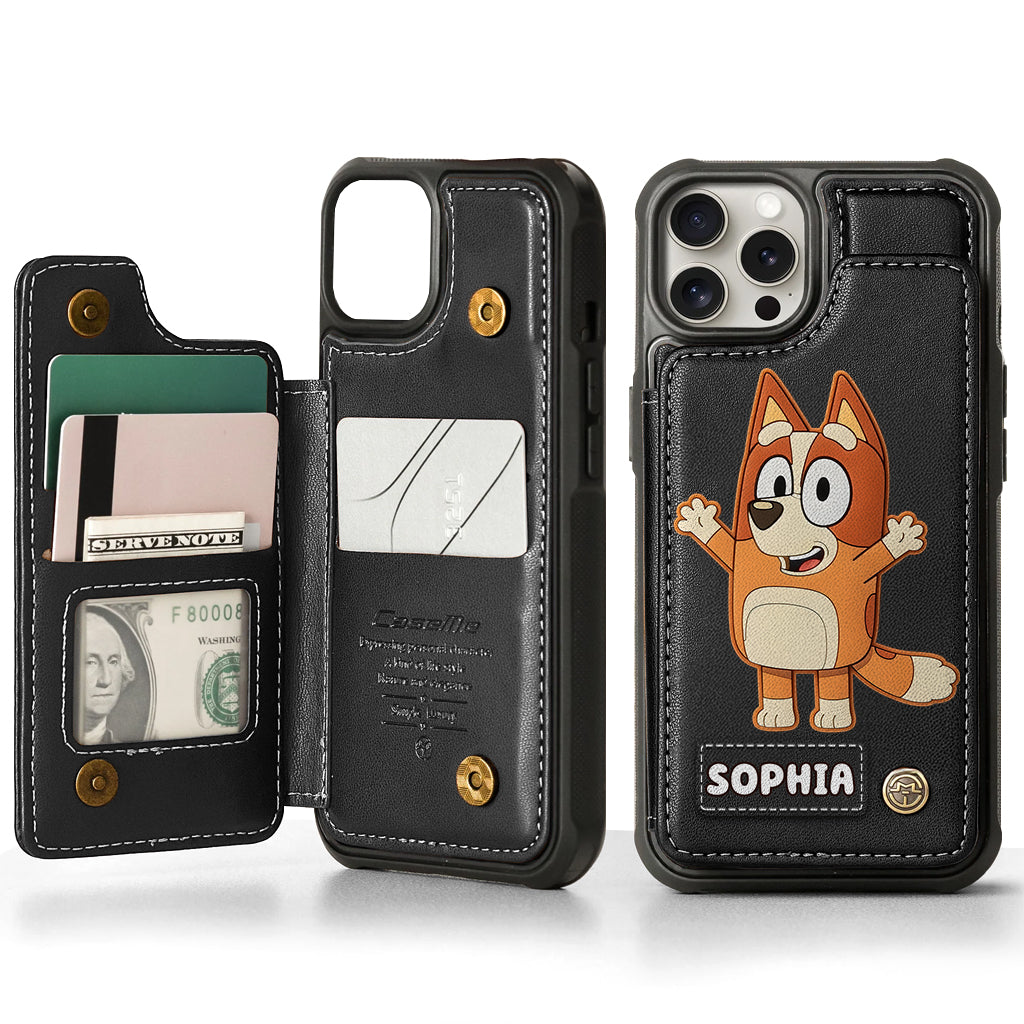 Blue Dog Custom Name - Personalized Blue Dog Wallet Phone Case