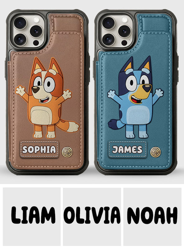 Blue Dog Custom Name - Personalized Blue Dog Wallet Phone Case
