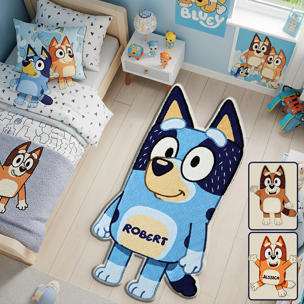 Blue Dog - Personalized Blue Dog Shaped Doormat/ Rug
