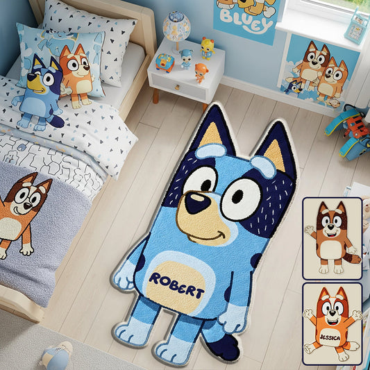 Blue Dog - Personalized Blue Dog Shaped Doormat/ Rug