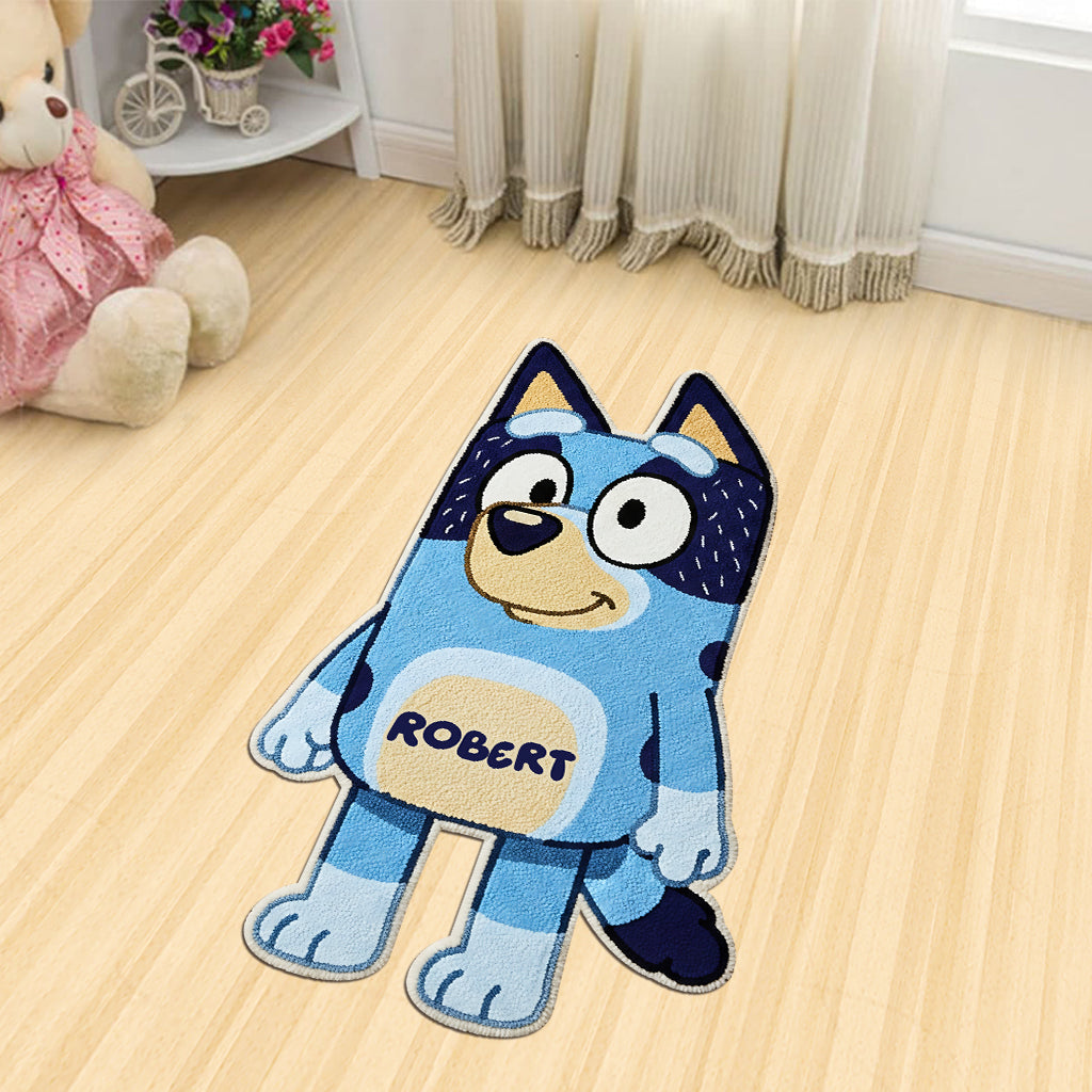 Blue Dog - Personalized Blue Dog Shaped Doormat/ Rug