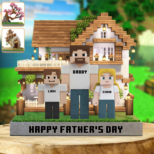 Dadcraft, Father's Day Gift For Game Dad - Personalized Block World Custom Shaped Acrylic Plaque