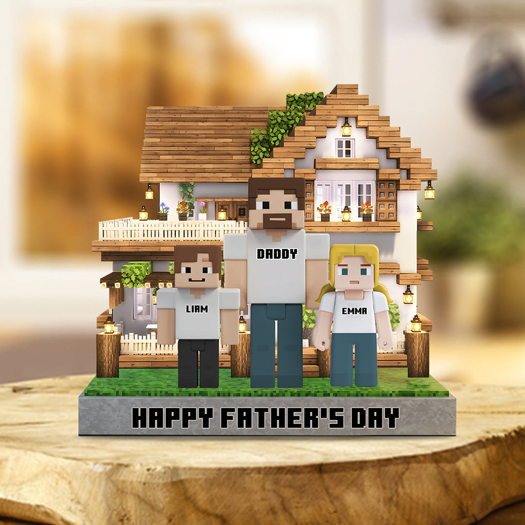 Dadcraft, Father's Day Gift For Game Dad - Personalized Block World Custom Shaped Acrylic Plaque