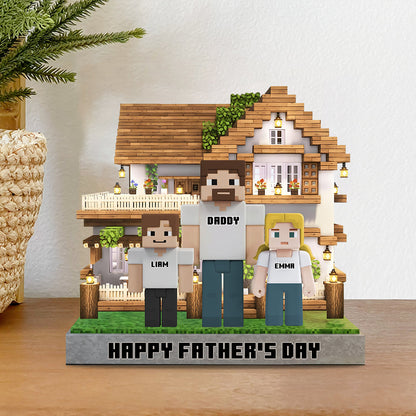 Dadcraft, Father's Day Gift For Game Dad - Personalized Block World Custom Shaped Acrylic Plaque