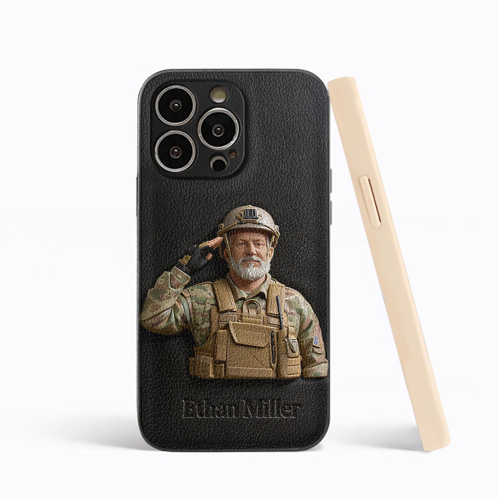 Custom Any Photo - Personalized Veteran Leather Phone Case