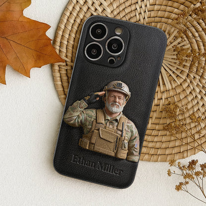 Custom Any Photo - Personalized Veteran Leather Phone Case