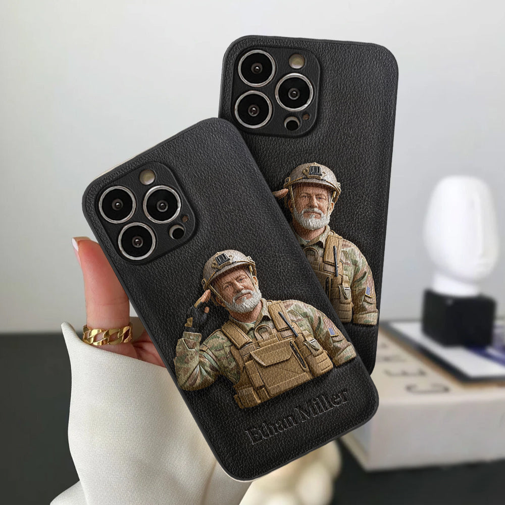 Custom Any Photo - Personalized Veteran Leather Phone Case