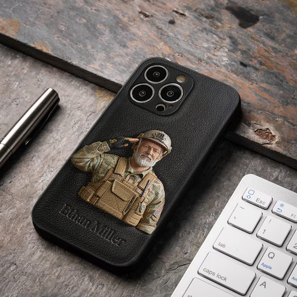 Custom Any Photo - Personalized Veteran Leather Phone Case