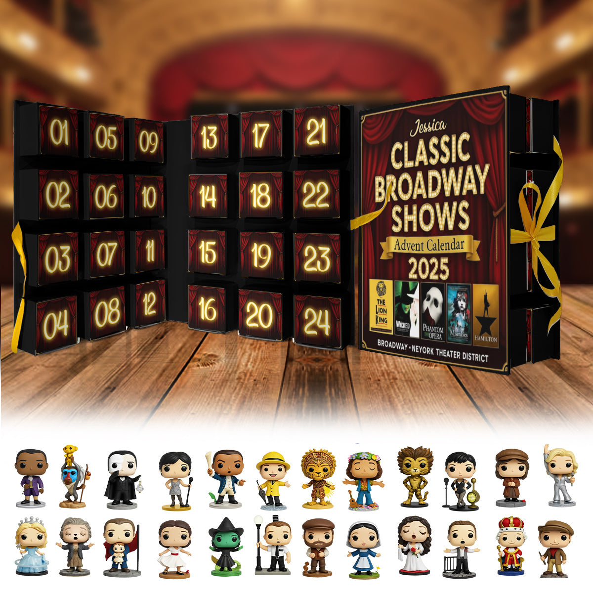 Musical Theatre - Personalized Wicked Movie Folded Advent Calendar With Ornaments
