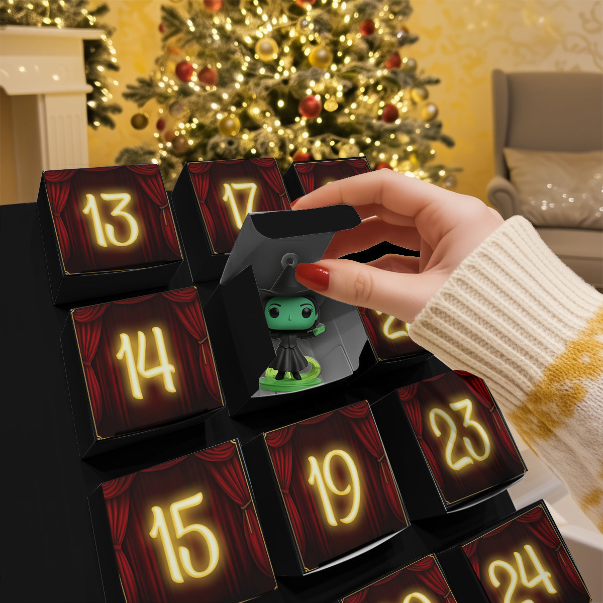 Musical Theatre - Personalized Wicked Movie Folded Advent Calendar With Ornaments