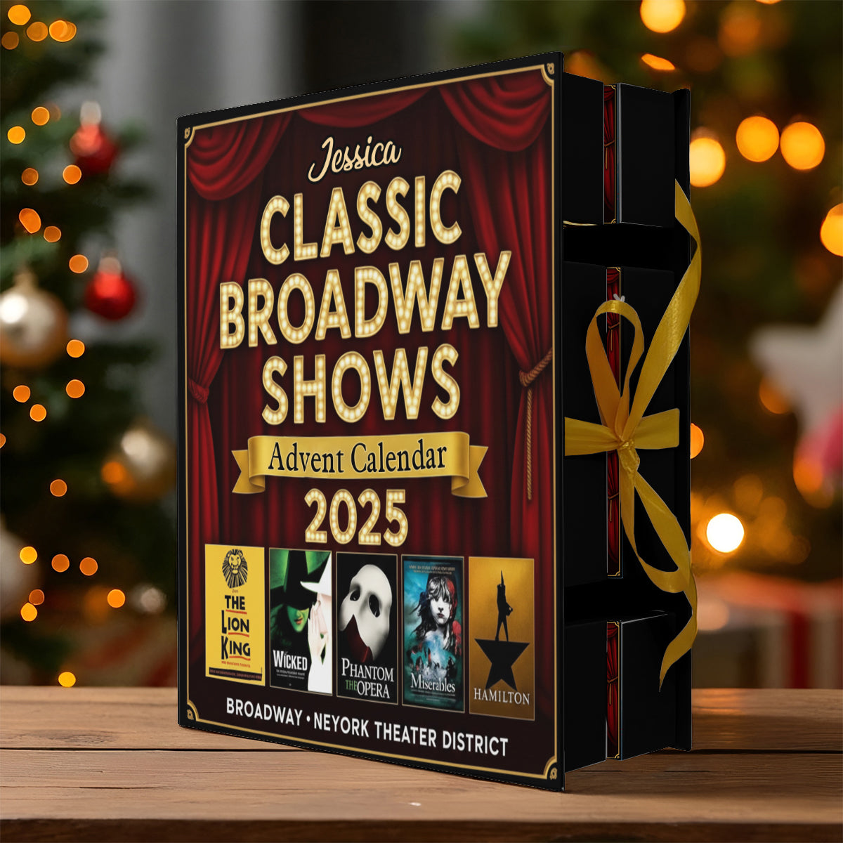 Musical Theatre - Personalized Wicked Movie Folded Advent Calendar With Ornaments