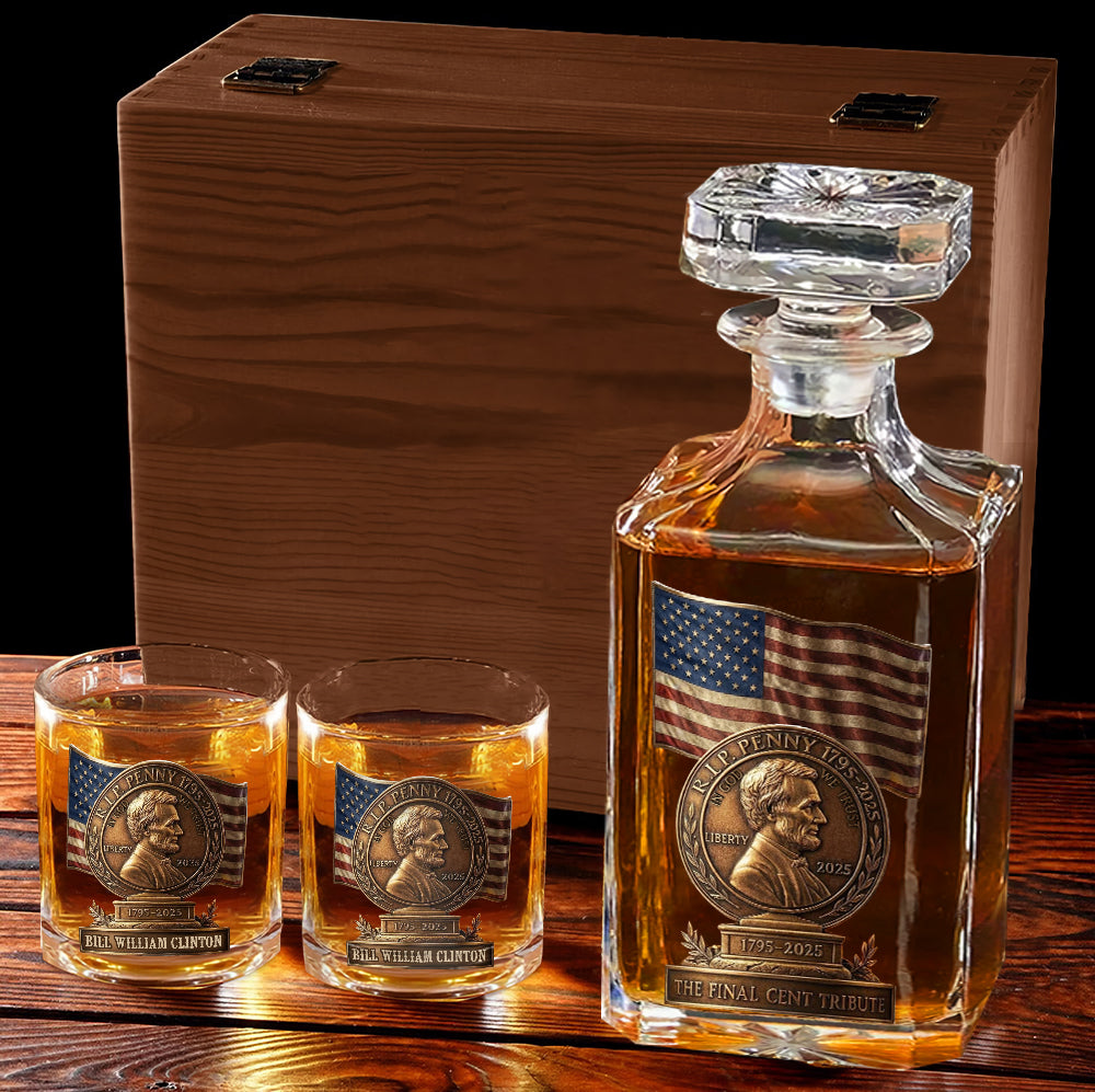 RIP Penny - Personalized Pontoon Whiskey Decanter Set