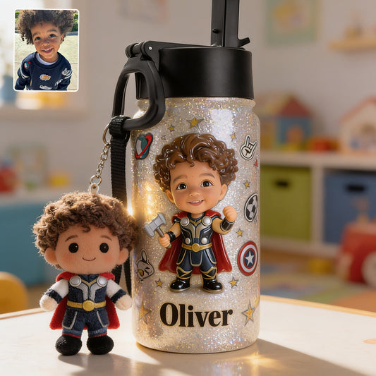 Save The Universe - Personalized Kid Kid Bottle With Plush Charm