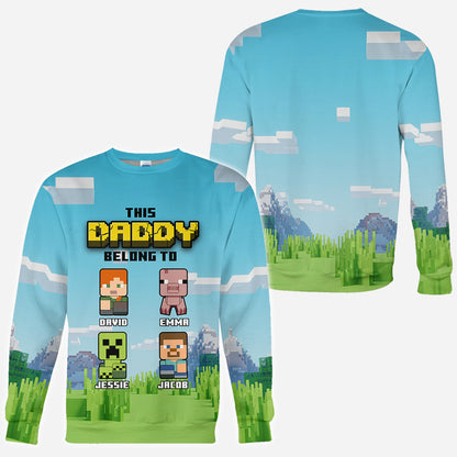 This Dad Belongs To - Personalized Block World All Over Shirt