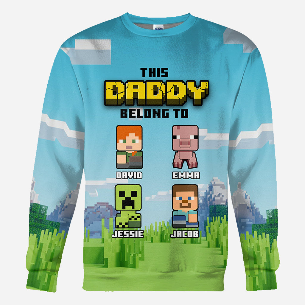 This Dad Belongs To - Personalized Block World All Over Shirt