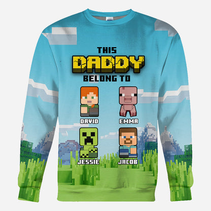 This Dad Belongs To - Personalized Block World All Over Shirt