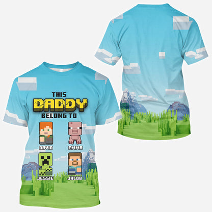 This Dad Belongs To - Personalized Block World All Over Shirt