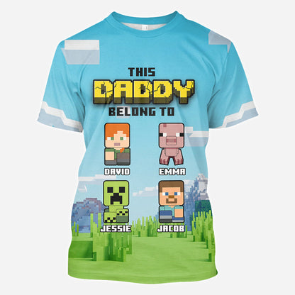This Dad Belongs To - Personalized Block World All Over Shirt