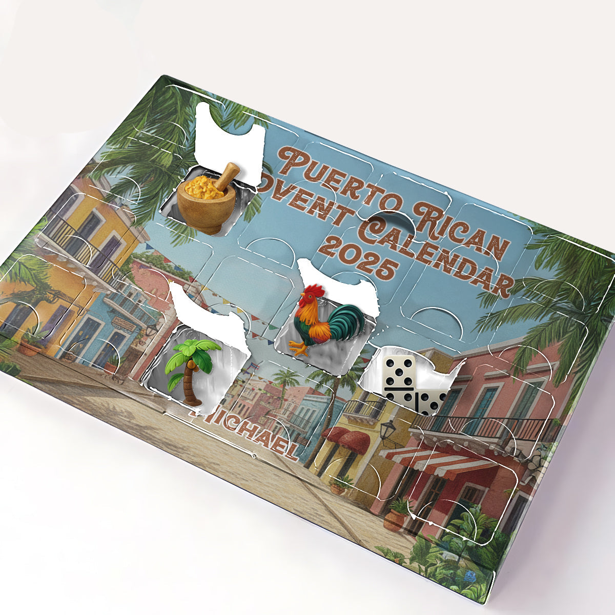 Puerto Rico Advent Calendar 2025 - Personalized Expats Advent Calendar With Ornaments