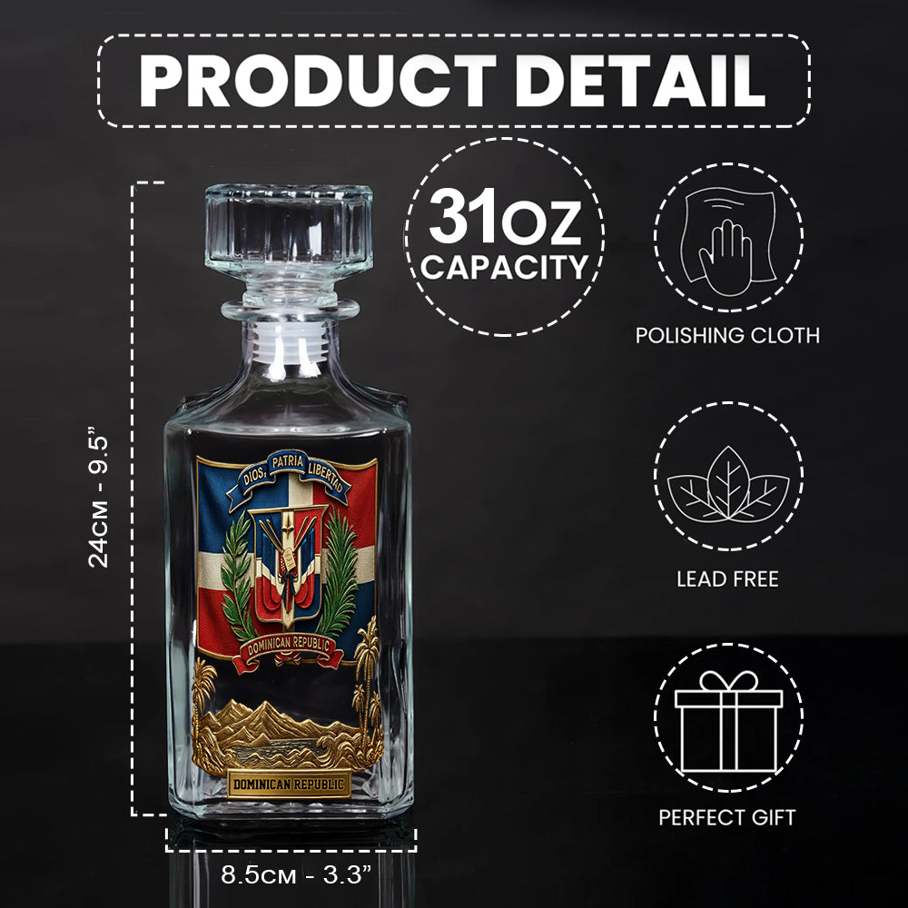 Dominican Republic, Dios, Patria, Libertad - Personalized Expats Whiskey Decanter Set