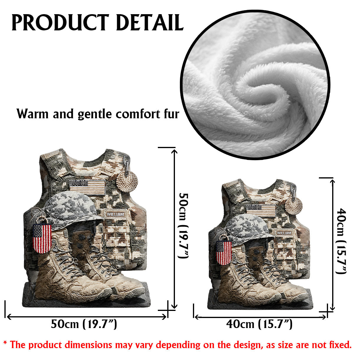 Honoring All Who Served - Personalized Veteran Faux Fur Shaped Pillow