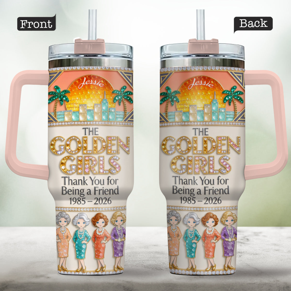 Thank You For Being A Friend - Personalized Tumbler With Handle