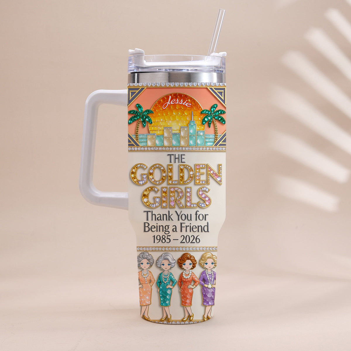 Thank You For Being A Friend - Personalized Tumbler With Handle