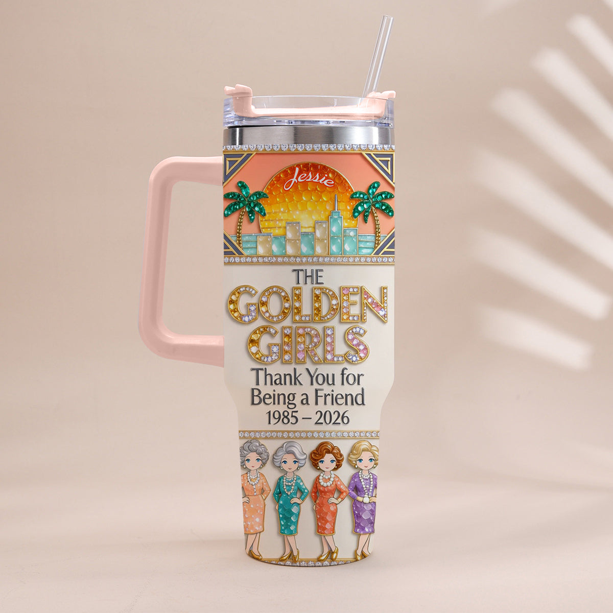 Thank You For Being A Friend - Personalized Tumbler With Handle