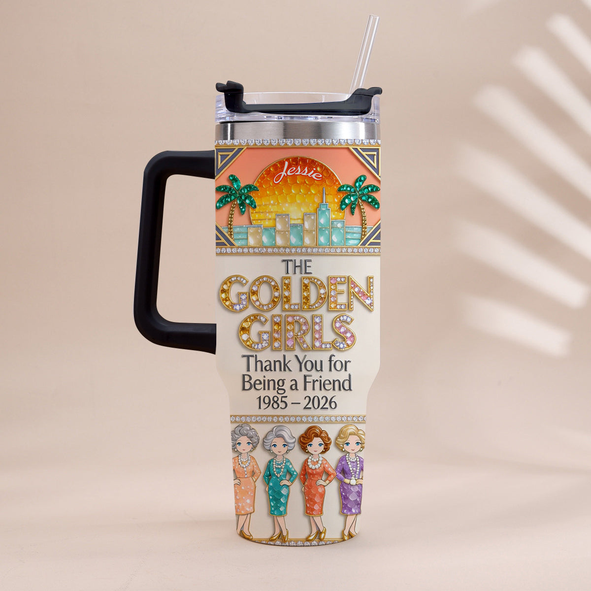Thank You For Being A Friend - Personalized Tumbler With Handle