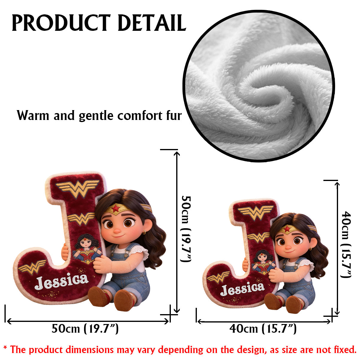 Super Kid Letter - Personalized Superhero Faux Fur Shaped Pillow