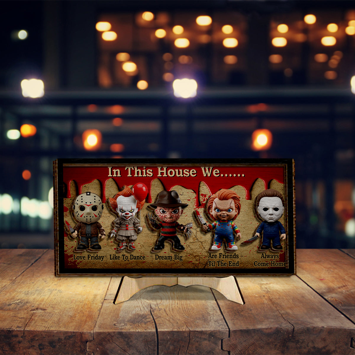 In This House - Personalized Horror Character 2 Layered Wood Sign / Wood Plaque