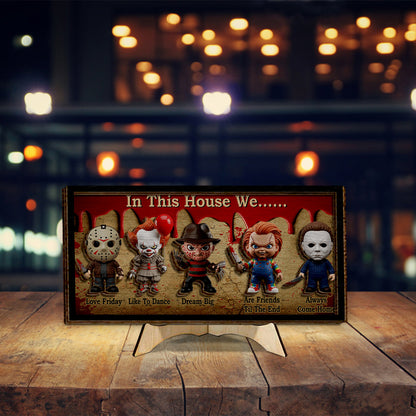 In This House - Personalized Horror Character 2 Layered Wood Sign / Wood Plaque