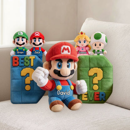 Super Dadio - Gift For Father - Personalized Super Plumber Premium Faux Fur Pillow