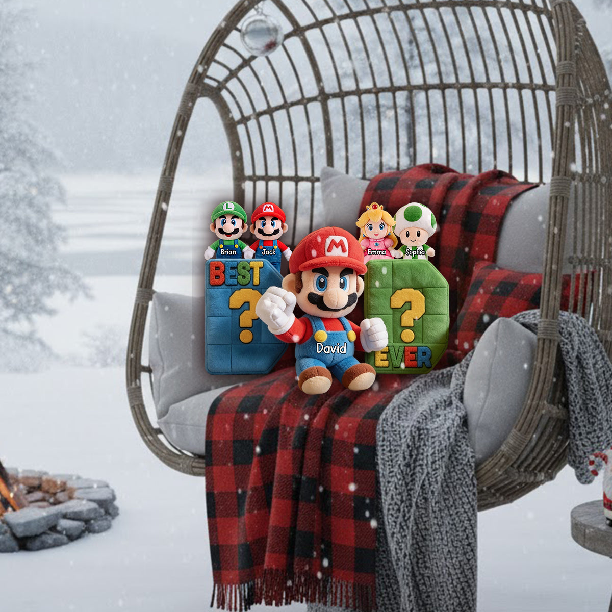 Super Dadio - Gift For Father - Personalized Super Plumber Premium Faux Fur Pillow