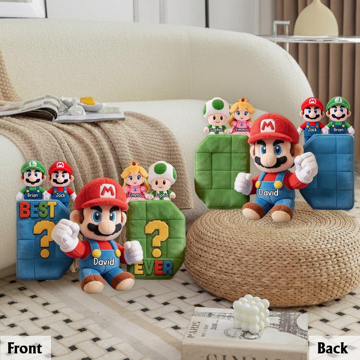 Super Dadio - Gift For Father - Personalized Super Plumber Premium Faux Fur Pillow