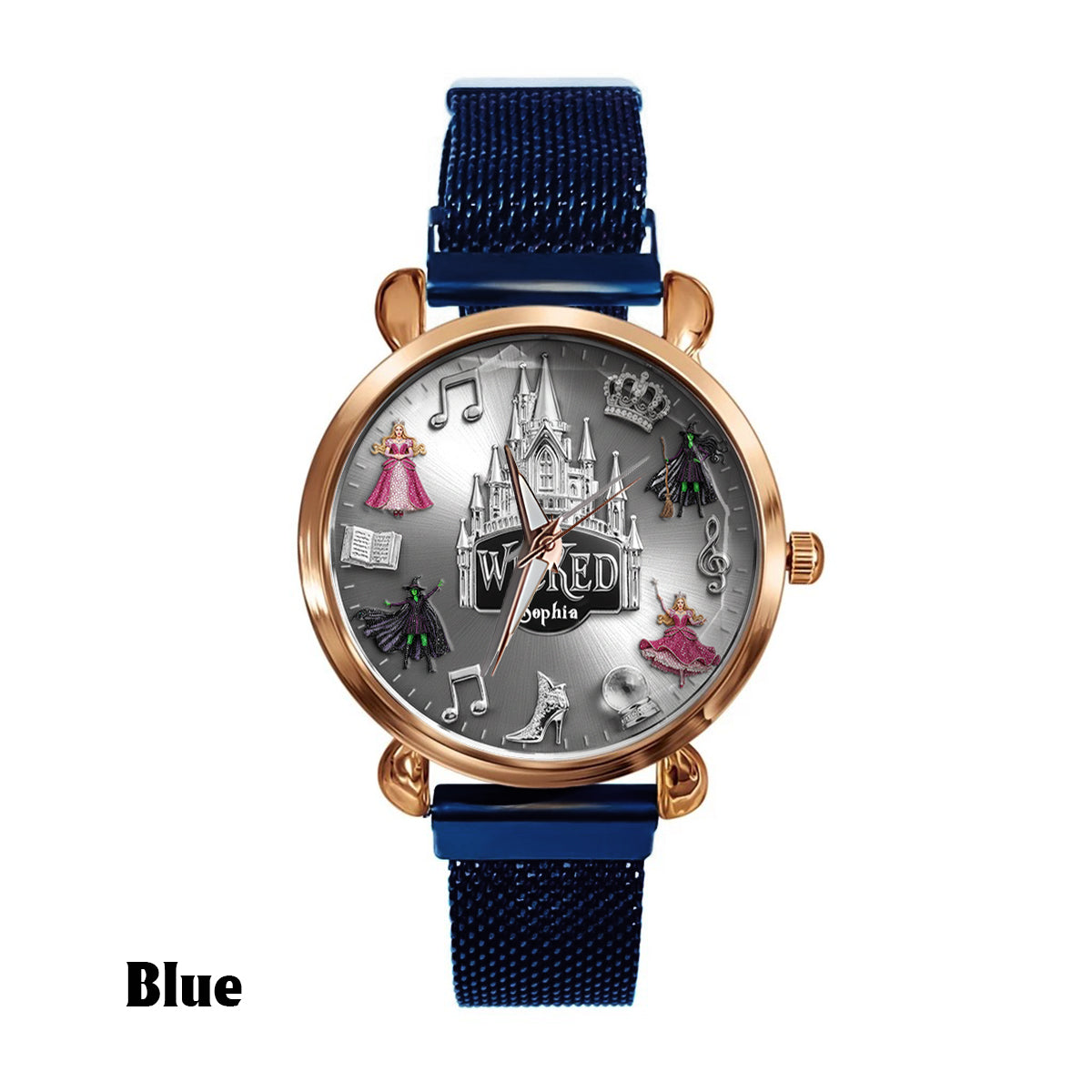 Witch and Princess Harmony - Personalized Green and Pink Women Hand Watch