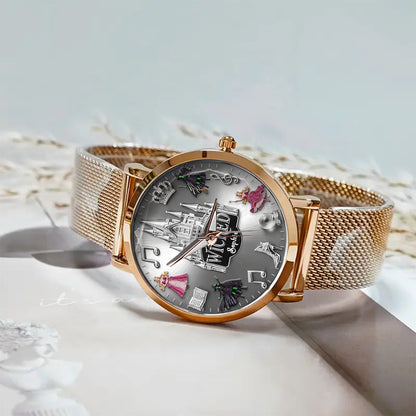 Witch and Princess Harmony - Personalized Green and Pink Women Hand Watch