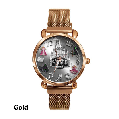 Witch and Princess Harmony - Personalized Green and Pink Women Hand Watch