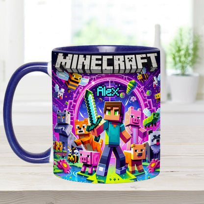 Cool Block Man - Personalized Block World Accent Mug