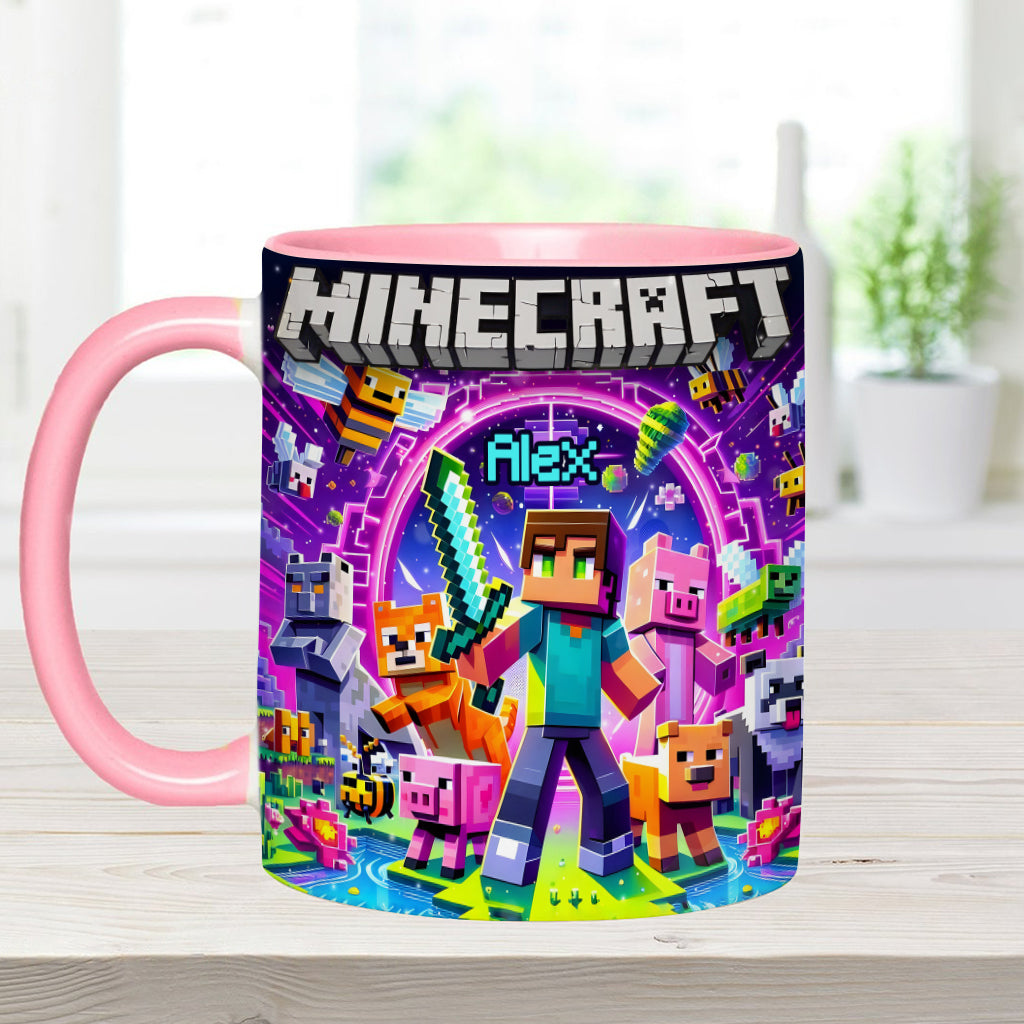 Cool Block Man - Personalized Block World Accent Mug
