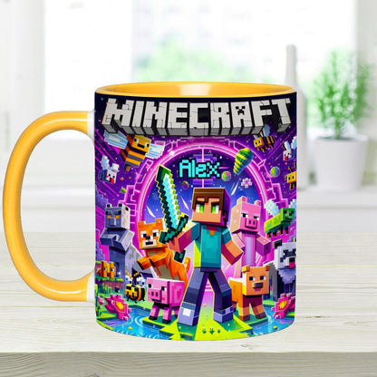 Cool Block Man - Personalized Block World Accent Mug