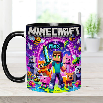 Cool Block Man - Personalized Block World Accent Mug