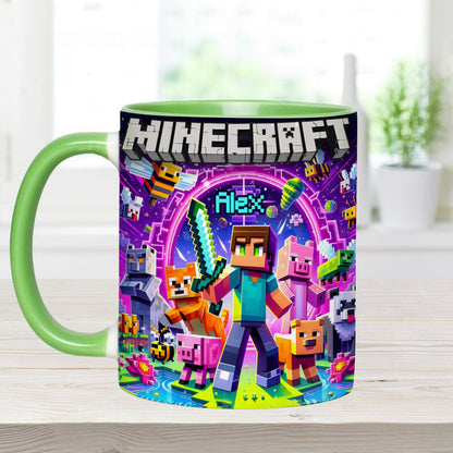 Cool Block Man - Personalized Block World Accent Mug