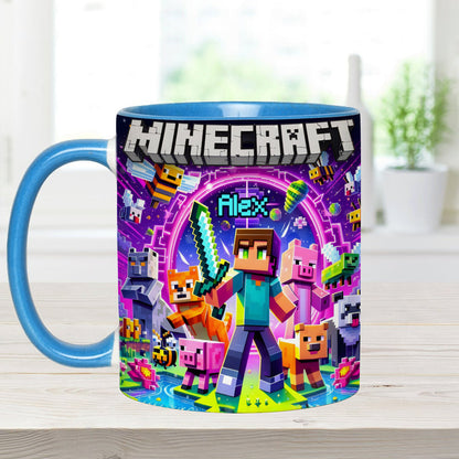 Cool Block Man - Personalized Block World Accent Mug