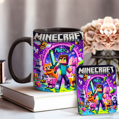 Cool Block Man - Personalized Block World Accent Mug