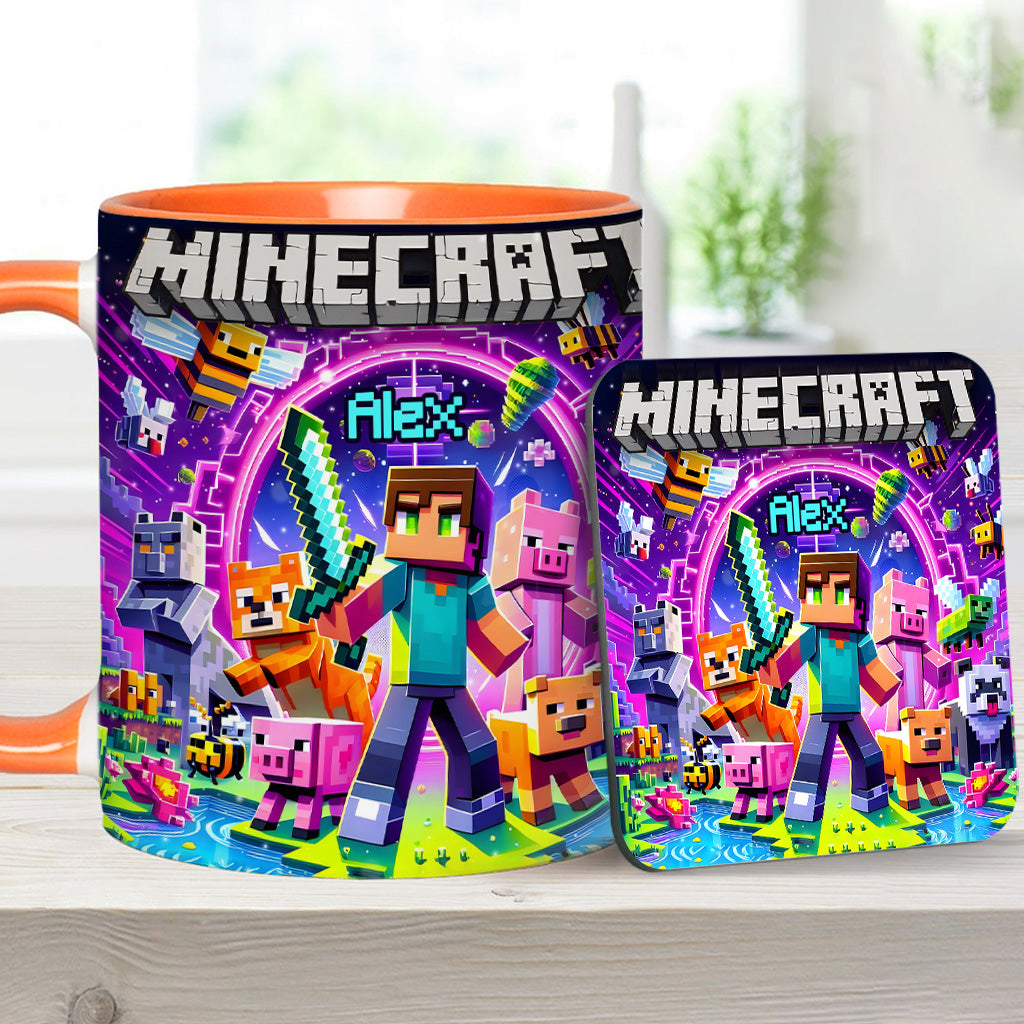 Cool Block Man - Personalized Block World Accent Mug