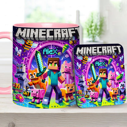 Cool Block Man - Personalized Block World Accent Mug