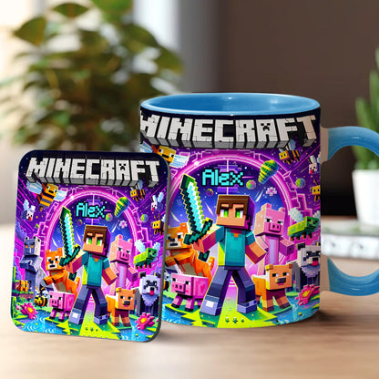 Cool Block Man - Personalized Block World Accent Mug