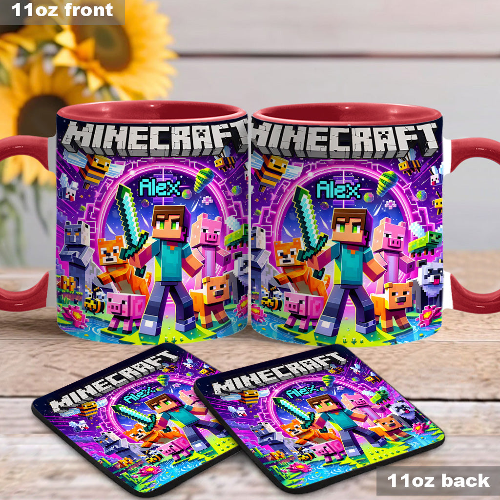 Cool Block Man - Personalized Block World Accent Mug