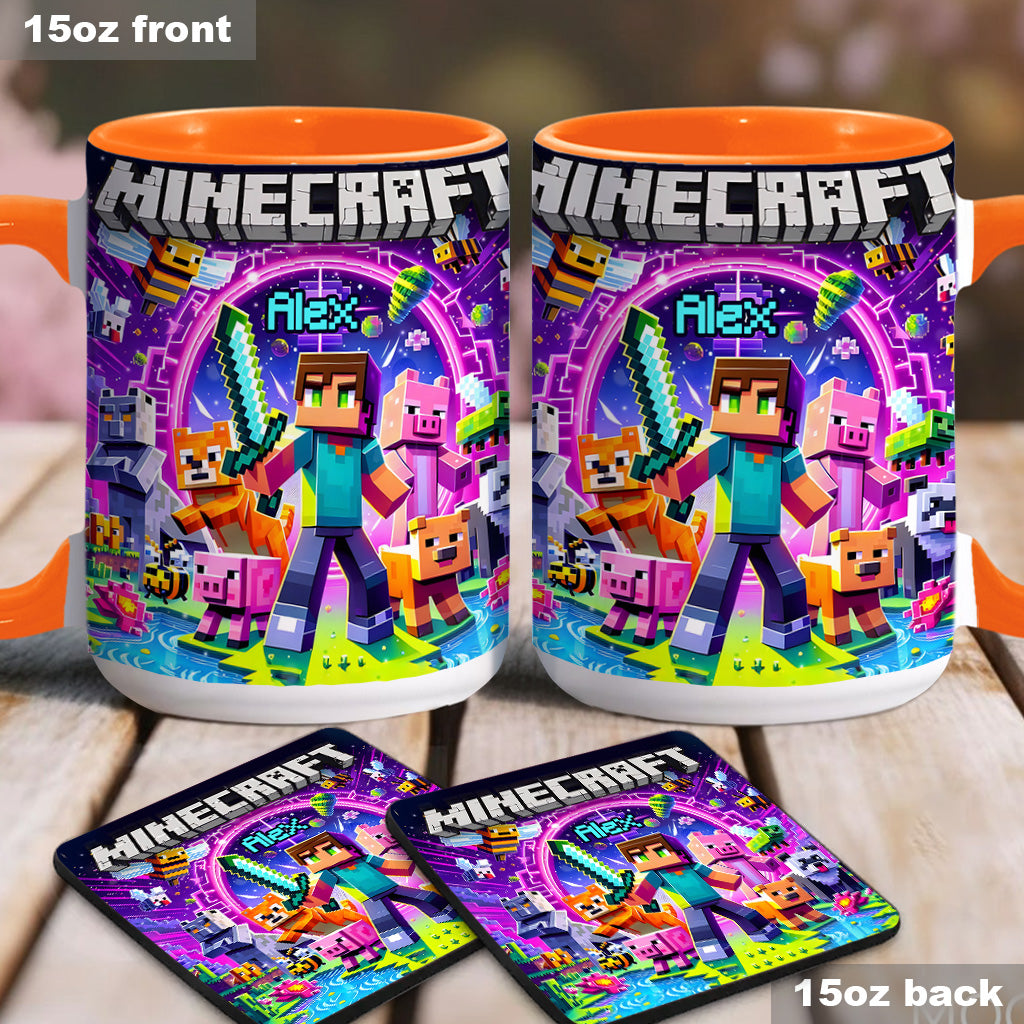 Cool Block Man - Personalized Block World Accent Mug